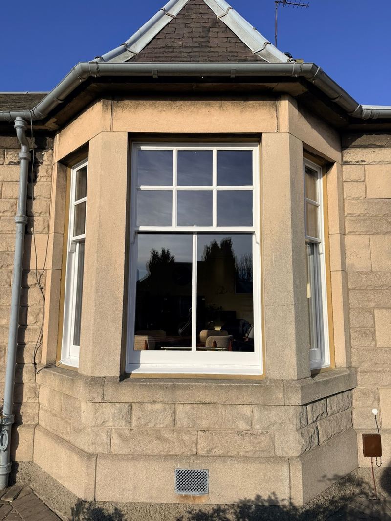 Portobello bay window after full restoration and double-glazing upgrade.